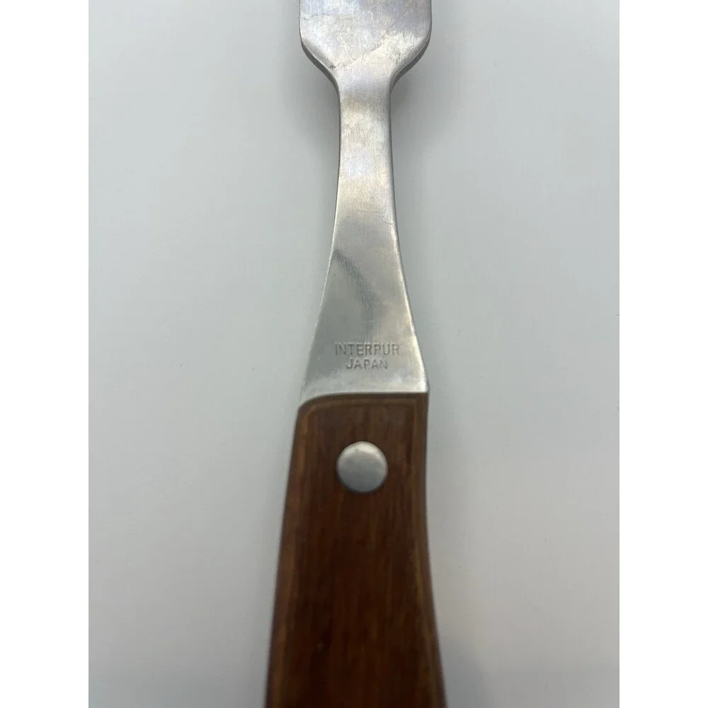 VTG Meat Carving Fork Interpur Japan Stainless Steel MCM Wood Handle Heavy Duty‎